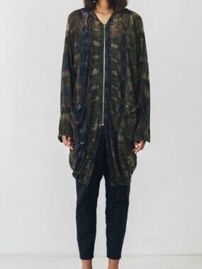 Raquel Allegra Pre-Fall 2019 Runway Mesh Jacket Earthy Tie Dye Size 2 Or Medium